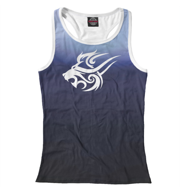 Женская майка-борцовка с изображением Tribal Lion цвета Белый