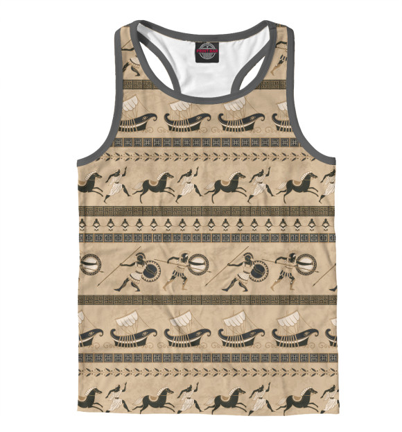 Мужская майка-борцовка с изображением Боевой Греческий Стиль цвета Белый