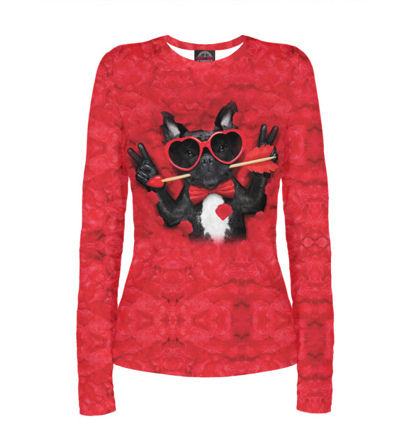 Женский лонгслив с изображением Влюблённость цвета Белый