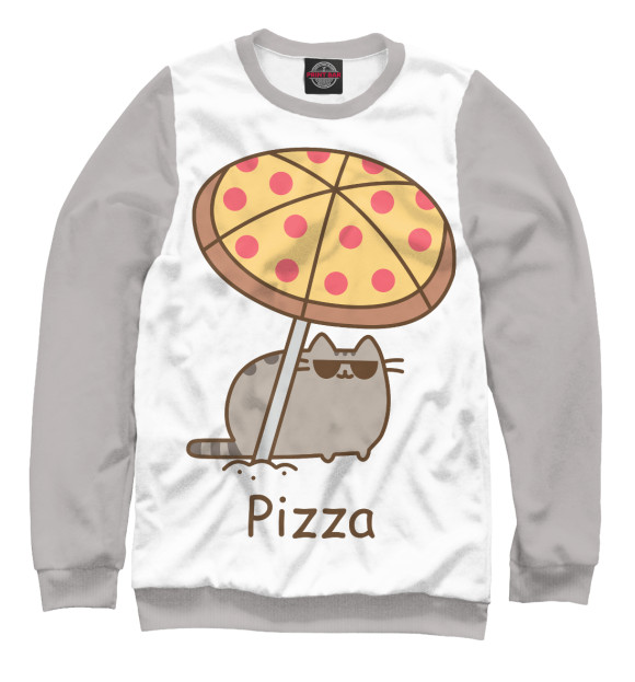 Свитшот для девочек с изображением Pizza цвета Белый