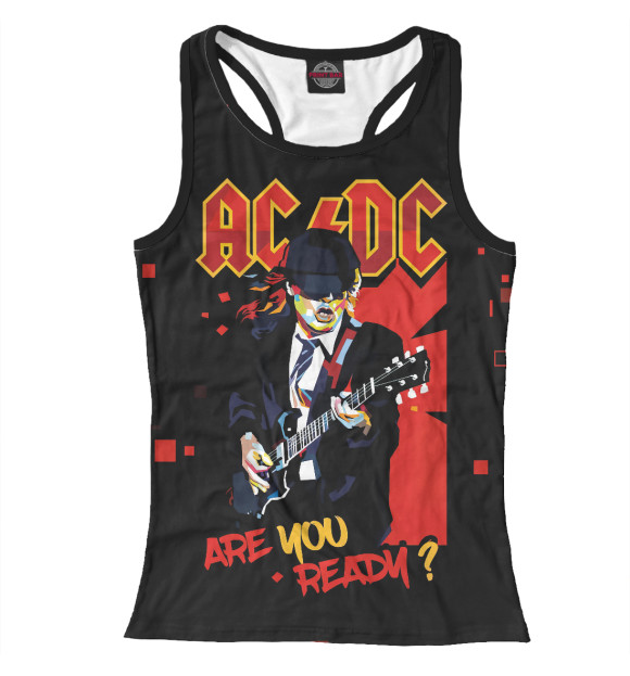 Женская майка-борцовка с изображением AC/DC цвета Белый