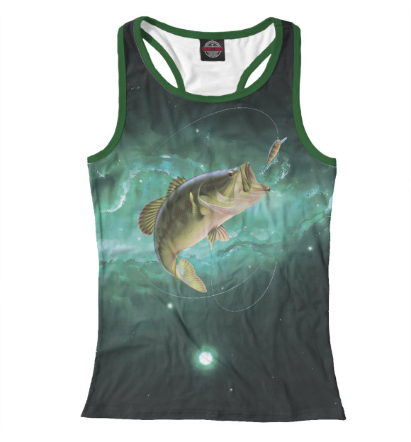 Женская майка-борцовка с изображением Рыбалка на карпа цвета Белый