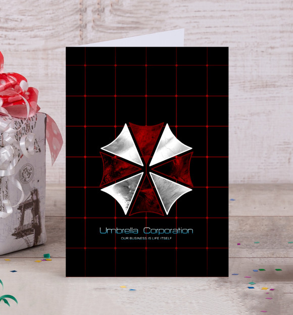 Открытка с изображением Umbrella Corporation цвета Белый