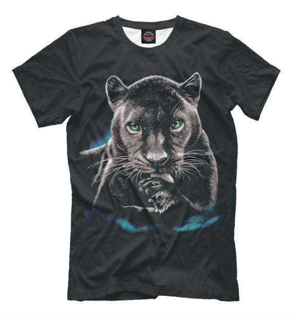 Мужская футболка с изображением Пантера цвета Черный