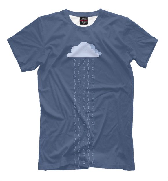 Мужская футболка с изображением Цифровой дождь цвета Серый