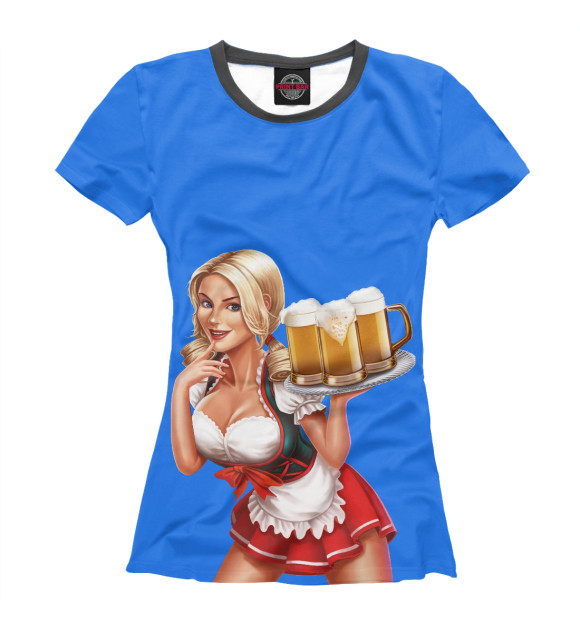 Футболка для девочек с изображением Girl with beer цвета Белый