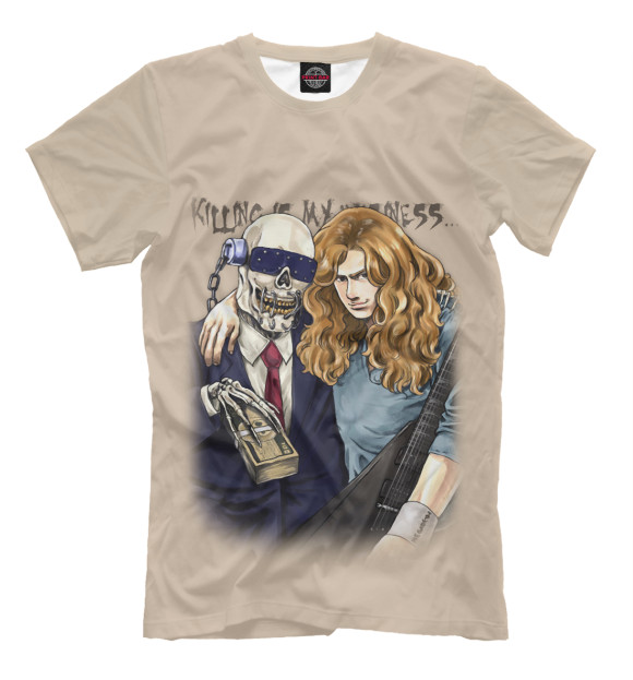Мужская футболка с изображением Dave Mustaine and Vic Rattlehead цвета Бежевый