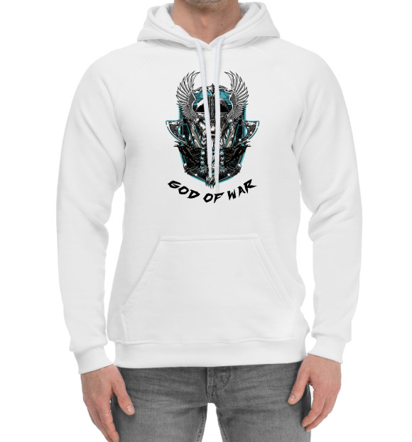 Мужской хлопковый худи с изображением Бог войны Один цвета Белый