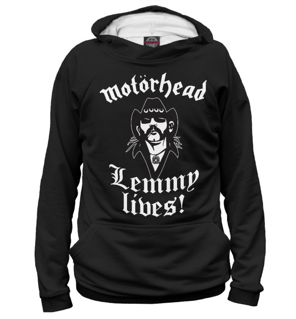 Мужское худи с изображением Motorhead. Lemmy Lives. цвета Белый