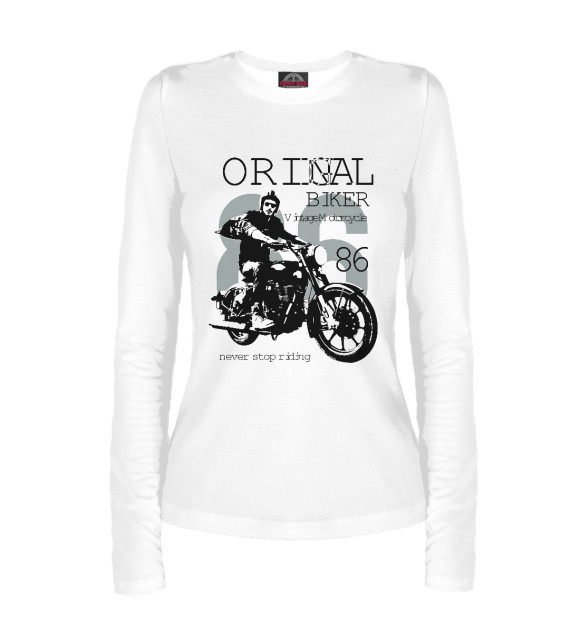 Женский лонгслив с изображением Original Biker 1986 цвета Белый