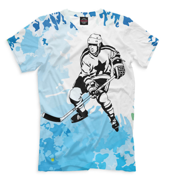 Мужская футболка с изображением Хоккей цвета Молочно-белый