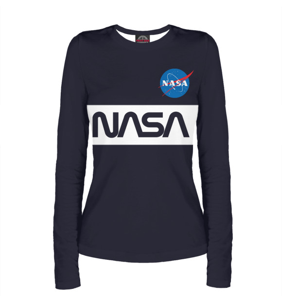 Женский лонгслив с изображением Nasa i need my space цвета Белый