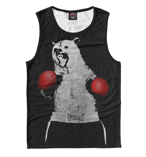 Мужская майка с притом Медведь Боксёр цвета Белый Мужская майка с изображением Медведь Боксёр цвета Белый
