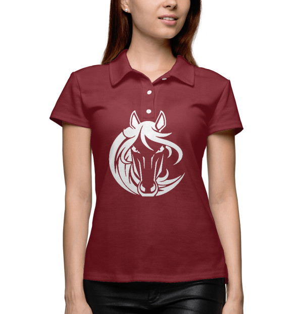 Женское поло с изображением Белый конь цвета Белый