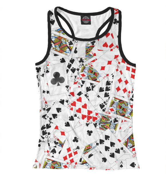 Женская майка-борцовка с изображением Игральные карты цвета Белый