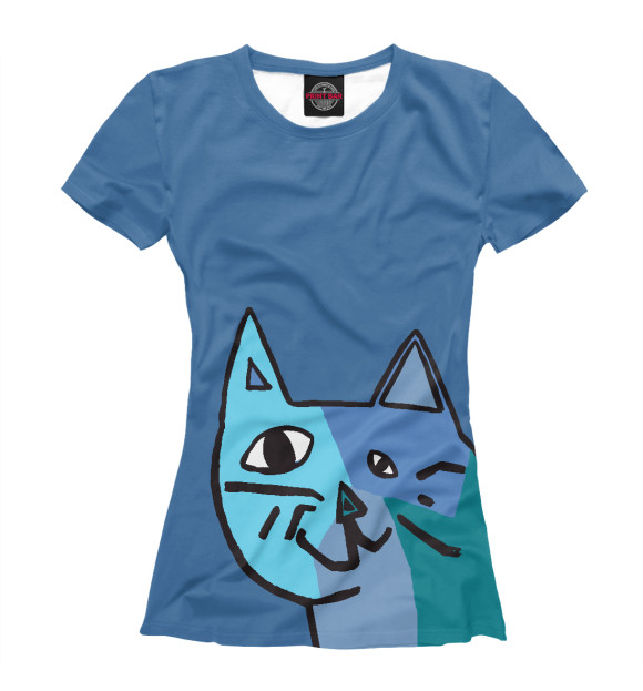Футболка для девочек с изображением Picasso Cat цвета Белый