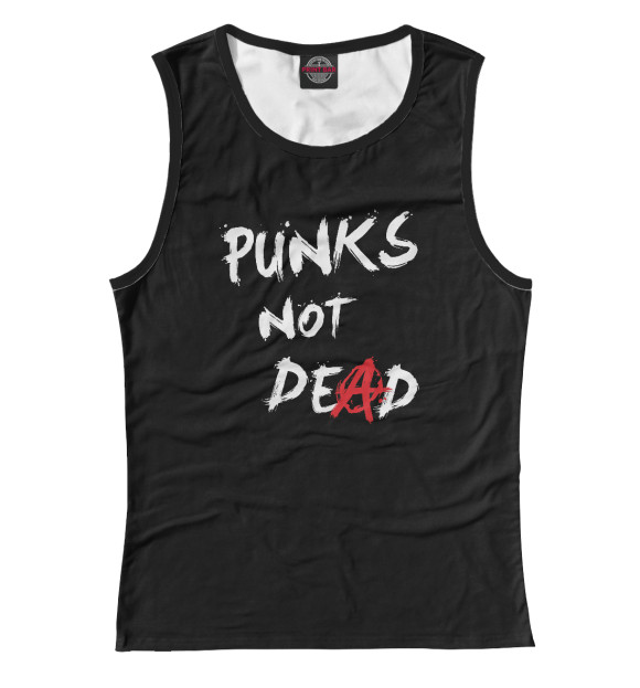 Женская майка с притом Панки живы цвета Белый Женская майка с изображением Панки живы цвета Белый