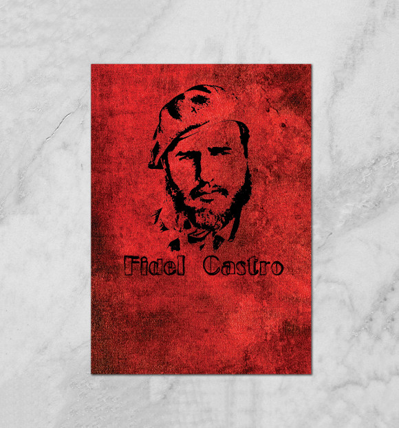Плакат с изображением Fidel Castro цвета Белый