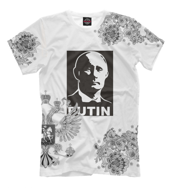 Футболка для мальчиков с изображением Putin цвета Молочно-белый