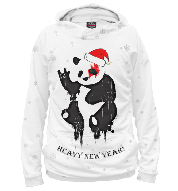 Мужское худи с изображением Heavy New Year цвета Белый