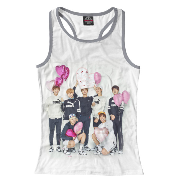 Женская майка-борцовка с изображением BTS цвета Белый