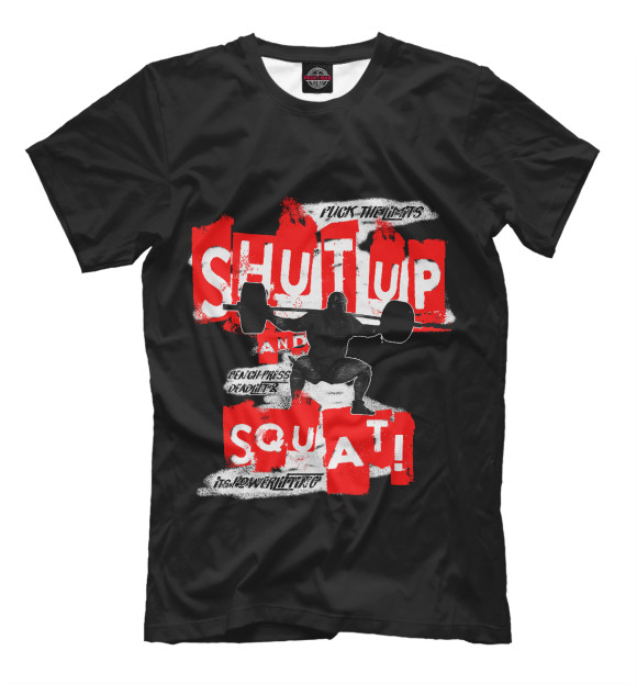 Футболка для мальчиков с изображением Shut up and squat цвета Черный