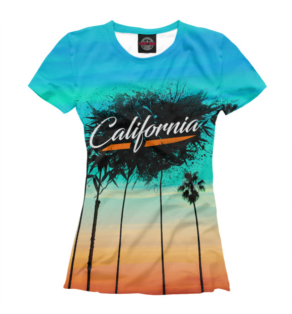 Женская футболка с изображением California цвета Белый