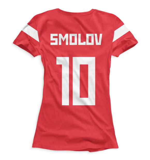 Женская футболка с изображением Сборная России Смолов цвета Белый