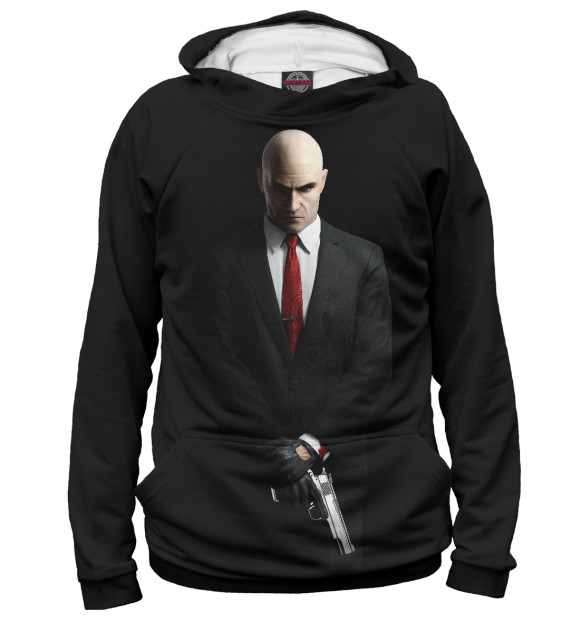 Женское худи с изображением Hitman цвета Белый