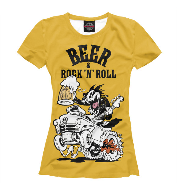 Футболка для девочек с изображением Beer & Rock 'n' Roll цвета Белый