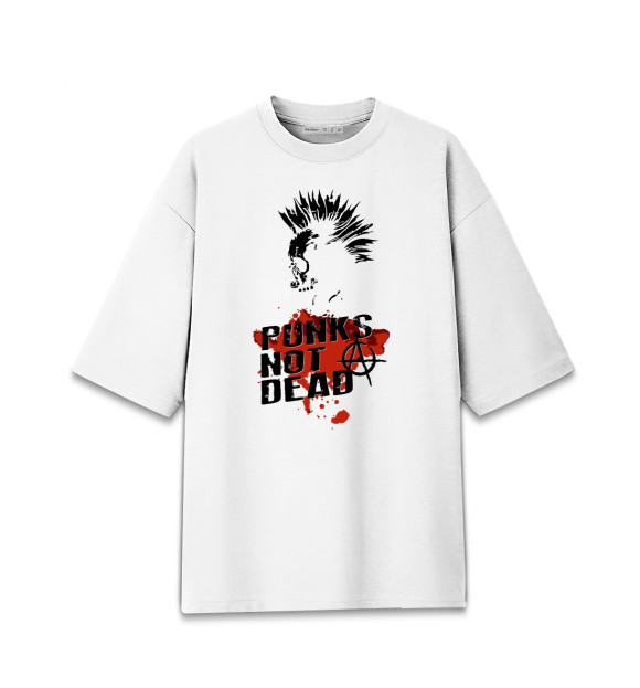 Женская футболка оверсайз с изображением Punks not dead цвета Белый