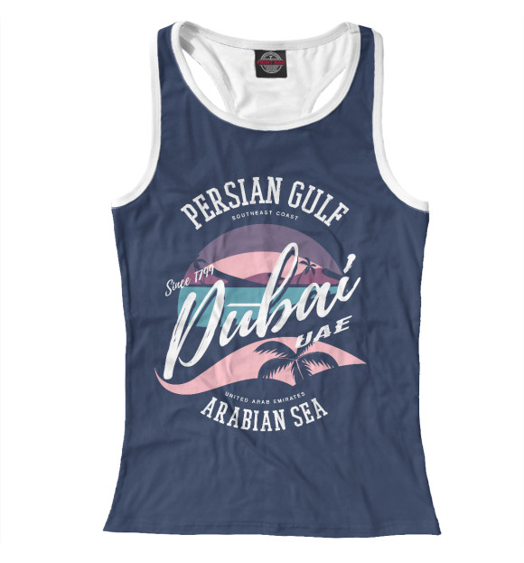 Женская майка-борцовка с изображением Dubai цвета Белый