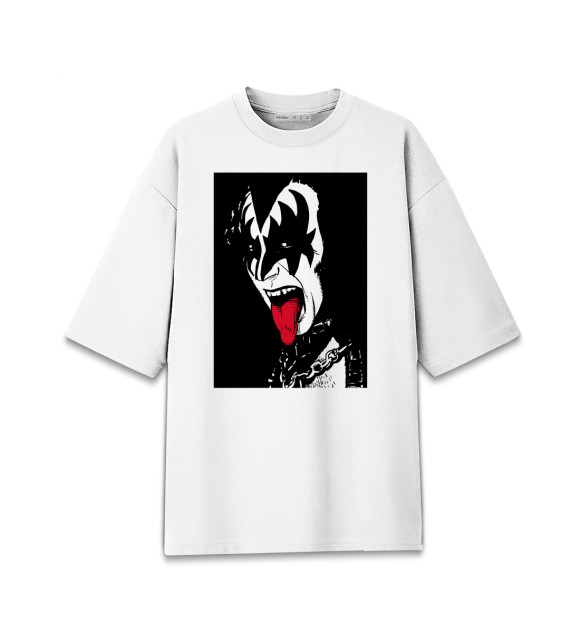 Мужская футболка оверсайз с изображением Gene Simmons цвета Белый