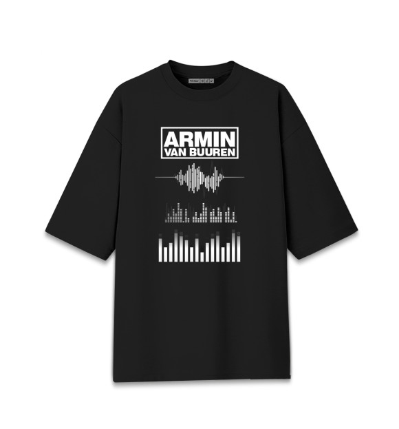 Женская футболка оверсайз с изображением Armin van Buuren эквалайзер цвета Черный