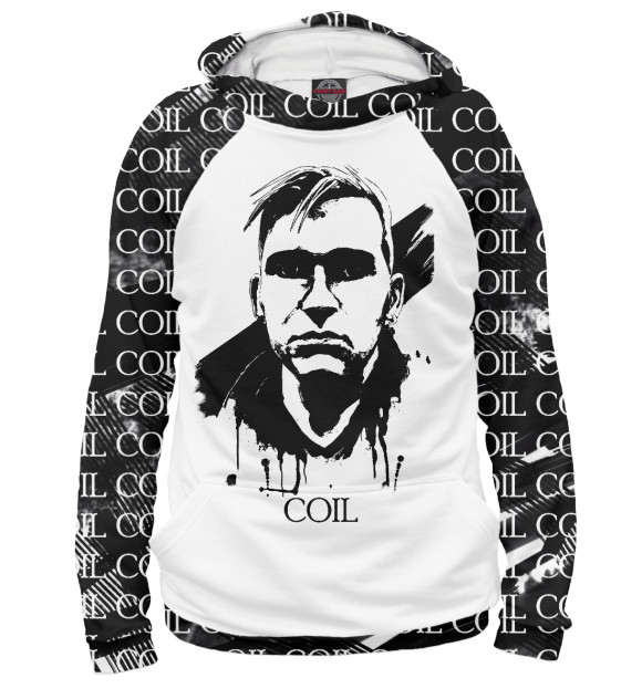 Мужское худи с изображением COIL by Graftio - 2 цвета Белый