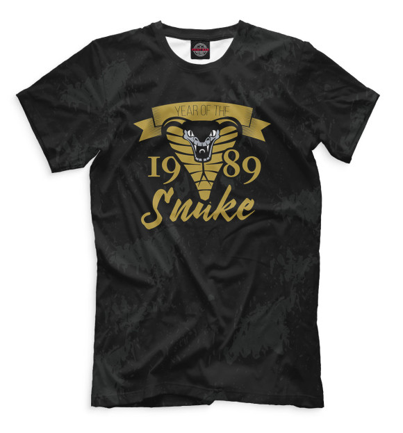 Мужская футболка с изображением Год змеи — 1989 цвета Черный