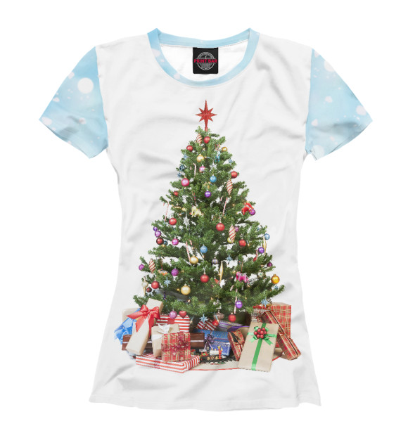 Футболка для девочек с изображением Ёлка цвета Белый