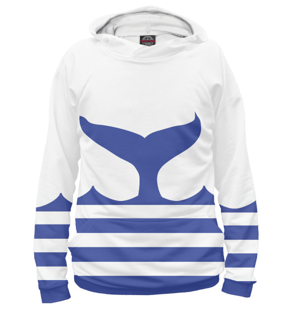 Мужское худи с изображением Кит цвета Белый