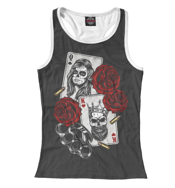 Женская майка-борцовка с изображением Карточный Гангстер цвета Белый