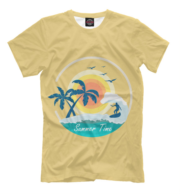 Мужская футболка с изображением Summer Time цвета Молочно-белый
