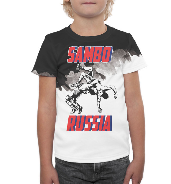 Футболка для мальчиков с изображением Самбо цвета Белый