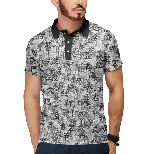 

Поло Print Bar, Белый, Японские иероглифы