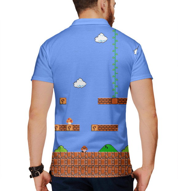 Мужское поло с изображением Super Mario 8bit цвета Белый