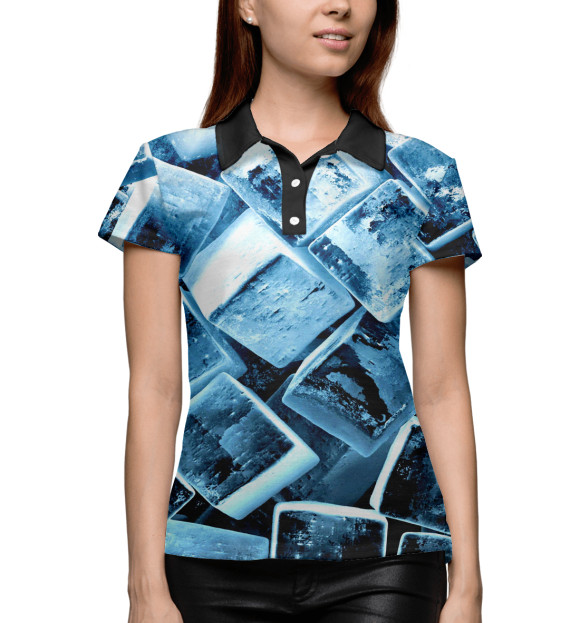 Женское поло с изображением Кубики льда цвета Белый