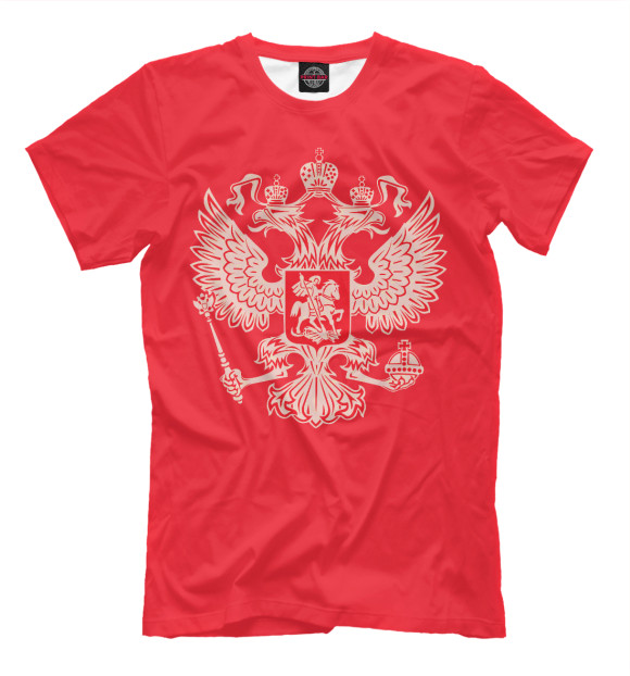 Мужская футболка с изображением герб на красном цвета Темно-розовый