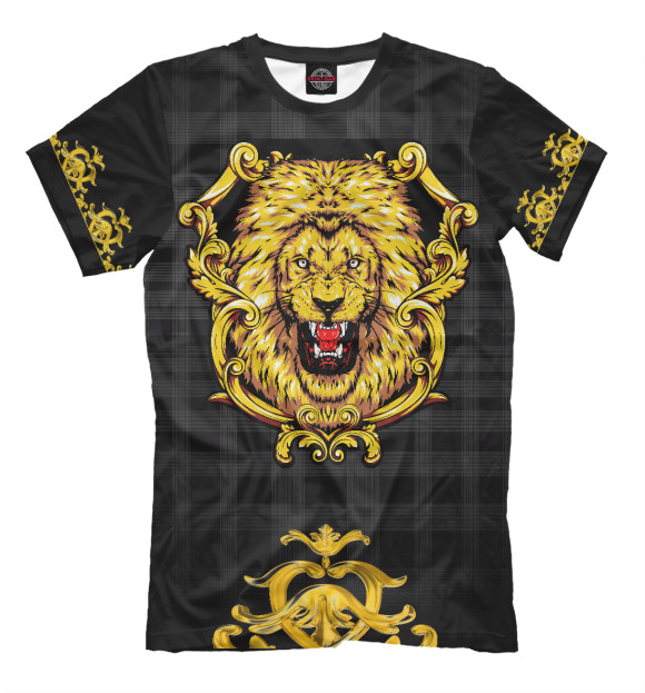 Мужская футболка с изображением Золотой лев цвета Черный