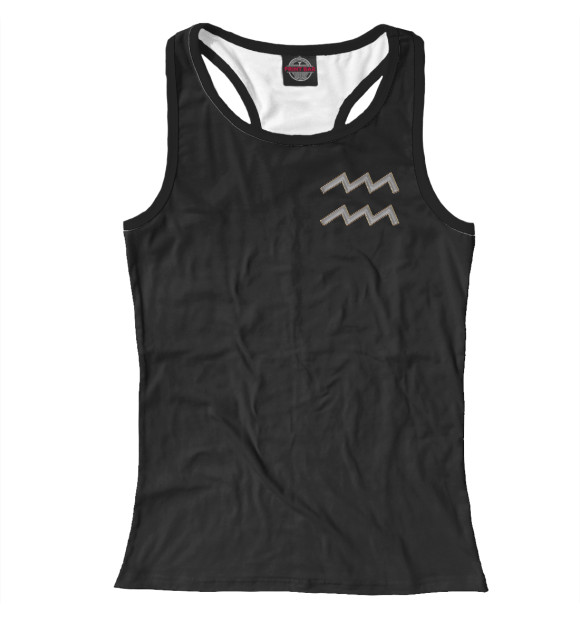 Женская майка-борцовка с изображением Водолей цвета Белый