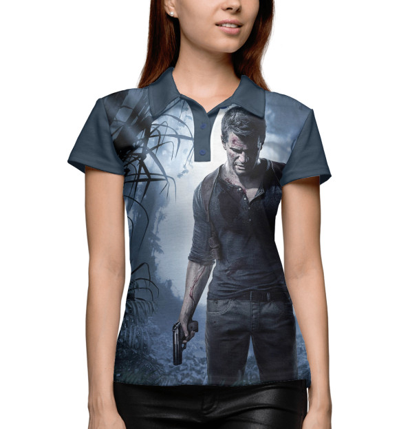 Женское поло с изображением Uncharted 4: A Thief's End цвета Белый