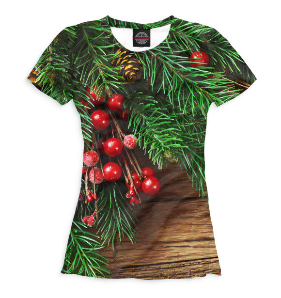 Женская футболка с изображением Новый Год цвета Белый