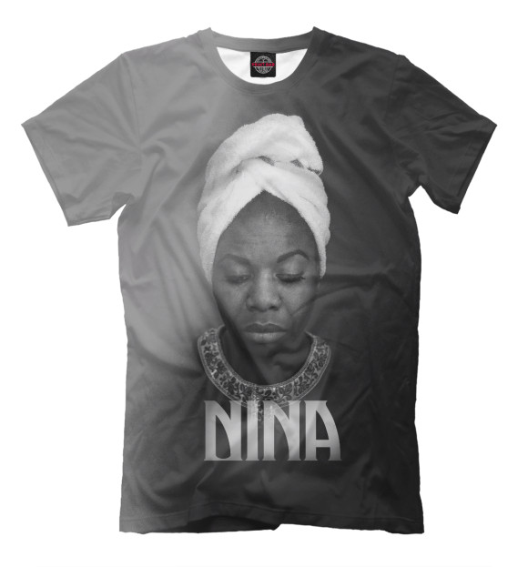 Мужская футболка с изображением Nina Simone цвета Серый